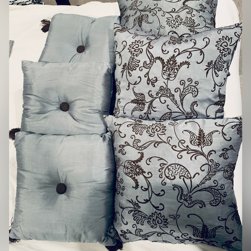 Silk Embroidered Pillows, Feather and Poly Filled